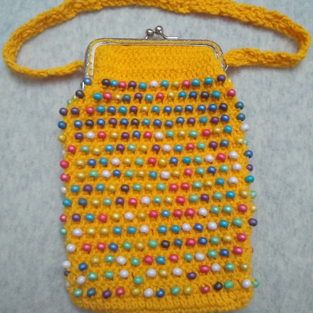 Beaded Phone cover, handmade crochet